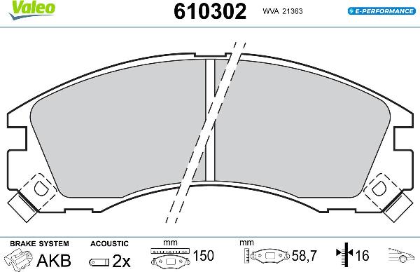 VALEO 610302 - Гальмівні колодки, дискові гальма autozip.com.ua