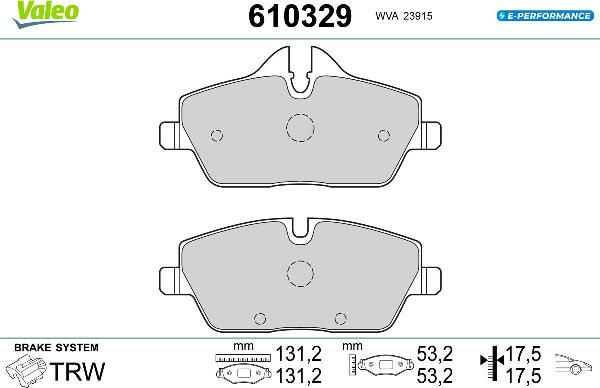VALEO 610329 - Гальмівні колодки, дискові гальма autozip.com.ua