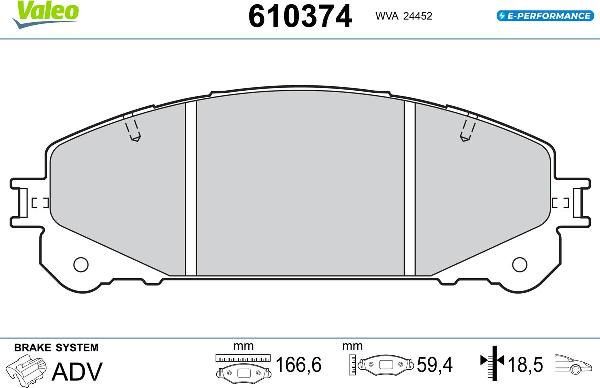 VALEO 610374 - Гальмівні колодки, дискові гальма autozip.com.ua