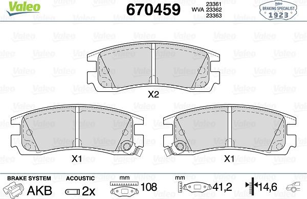 Valeo 670459 - Гальмівні колодки, дискові гальма autozip.com.ua