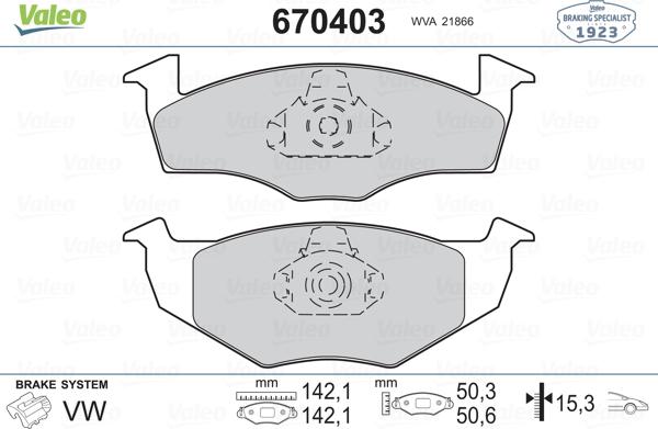 Valeo 670403 - Гальмівні колодки, дискові гальма autozip.com.ua