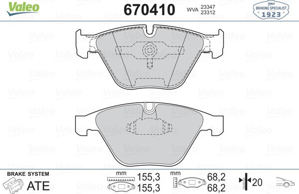 Valeo 670410 - Гальмівні колодки, дискові гальма autozip.com.ua