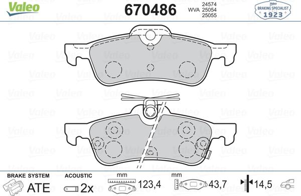 Valeo 670486 - Гальмівні колодки, дискові гальма autozip.com.ua