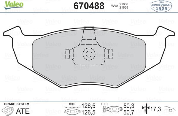 Valeo 670488 - Гальмівні колодки, дискові гальма autozip.com.ua