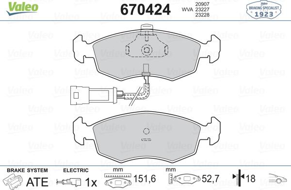 Valeo 670424 - Гальмівні колодки, дискові гальма autozip.com.ua