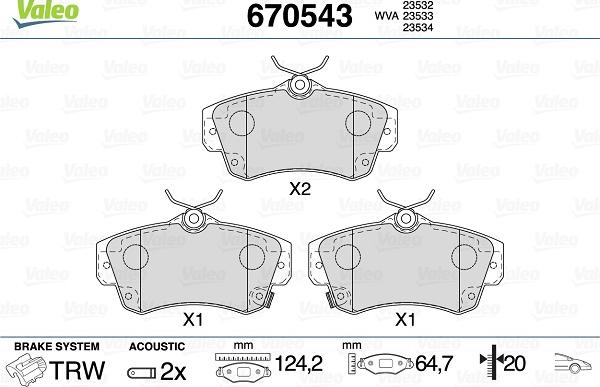 Valeo 670543 - Гальмівні колодки, дискові гальма autozip.com.ua