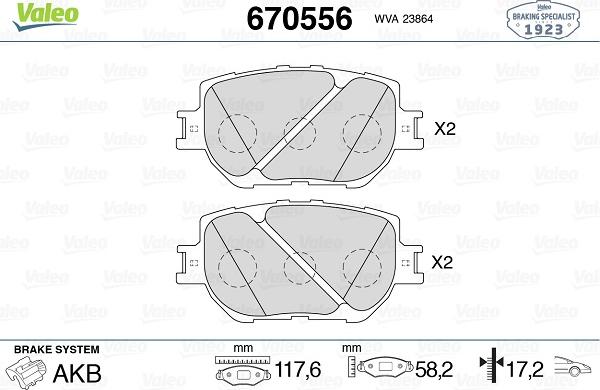 Valeo 670556 - Гальмівні колодки, дискові гальма autozip.com.ua