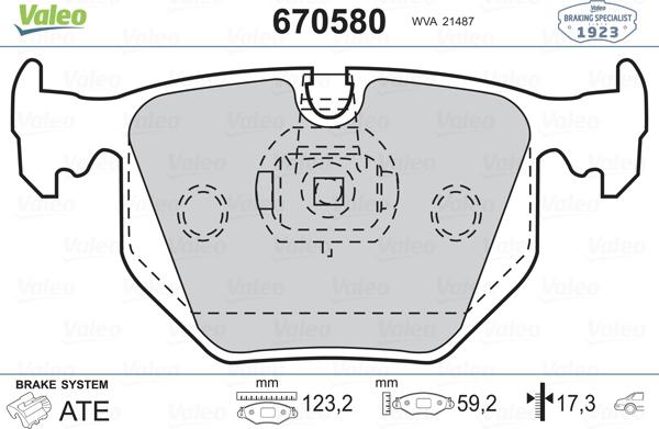 Valeo 670580 - Гальмівні колодки, дискові гальма autozip.com.ua