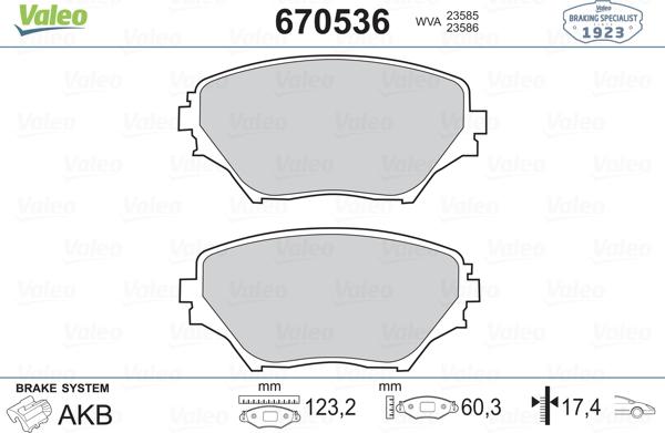 VALEO 670536 - Гальмівні колодки, дискові гальма autozip.com.ua