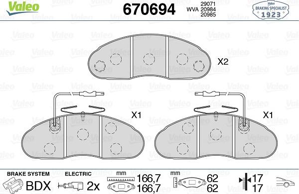 Valeo 670694 - Гальмівні колодки, дискові гальма autozip.com.ua