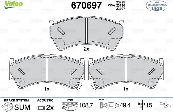 Valeo 670697 - Гальмівні колодки, дискові гальма autozip.com.ua