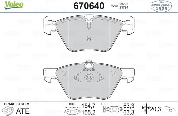 Valeo 670640 - Гальмівні колодки, дискові гальма autozip.com.ua