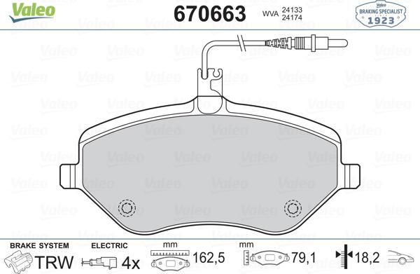 Valeo 670663 - Гальмівні колодки, дискові гальма autozip.com.ua