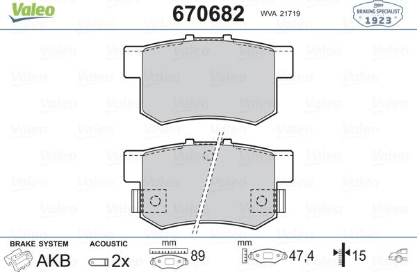 VALEO 670682 - Гальмівні колодки, дискові гальма autozip.com.ua