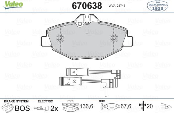 Valeo 670638 - Гальмівні колодки, дискові гальма autozip.com.ua