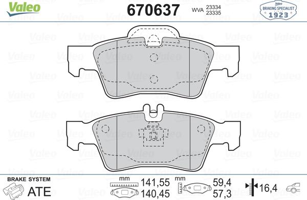 Valeo 670637 - Гальмівні колодки, дискові гальма autozip.com.ua