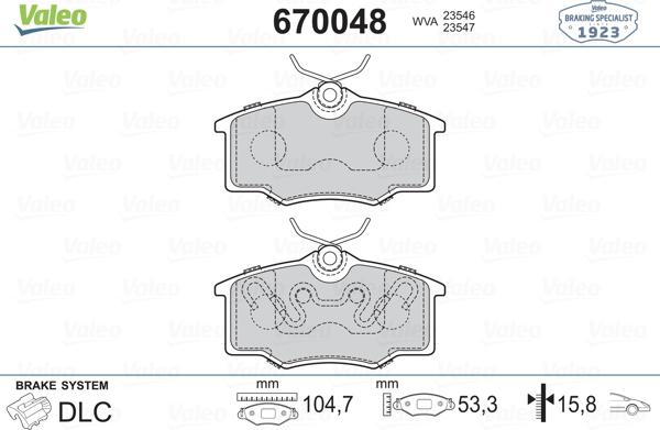 Valeo 670048 - Гальмівні колодки, дискові гальма autozip.com.ua