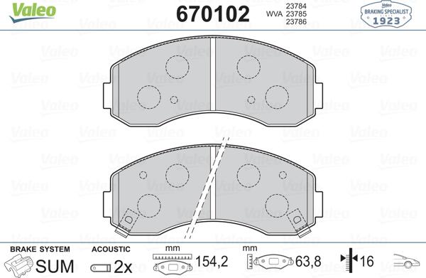 Valeo 670102 - Гальмівні колодки, дискові гальма autozip.com.ua