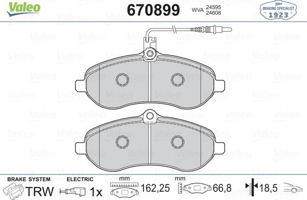 Valeo 670899 - Гальмівні колодки, дискові гальма autozip.com.ua