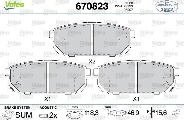 VALEO 670823 - Гальмівні колодки, дискові гальма autozip.com.ua