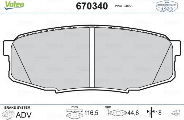 VALEO 670340 - Гальмівні колодки, дискові гальма autozip.com.ua