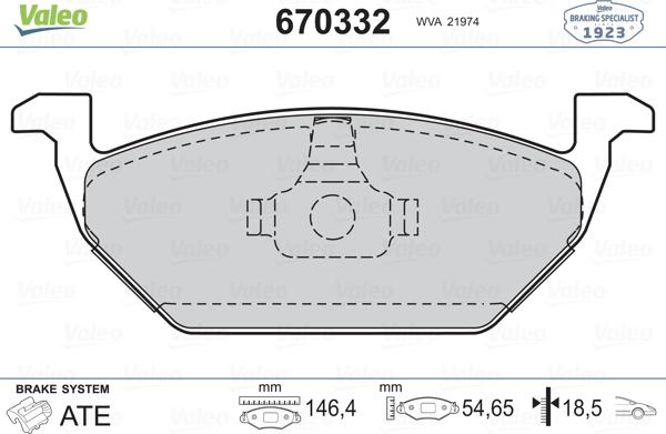 Valeo 670332 - Гальмівні колодки, дискові гальма autozip.com.ua