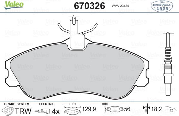 Valeo 670326 - Гальмівні колодки, дискові гальма autozip.com.ua