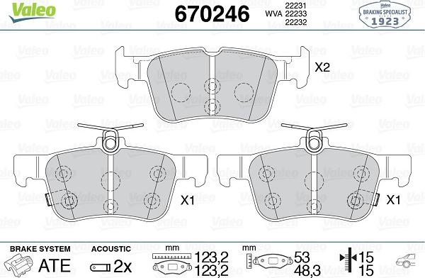 VALEO 670246 - Гальмівні колодки, дискові гальма autozip.com.ua