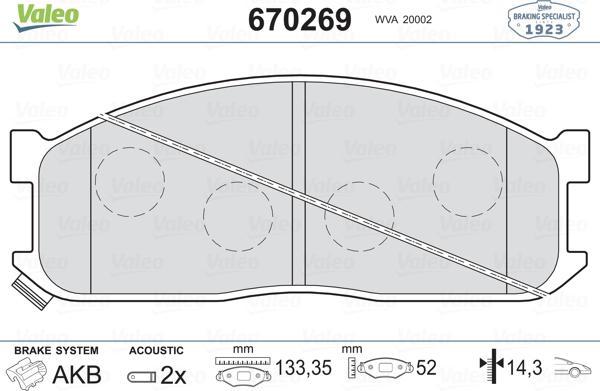 Valeo 670269 - Гальмівні колодки, дискові гальма autozip.com.ua