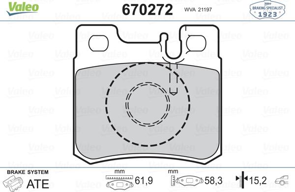 Valeo 670272 - Гальмівні колодки, дискові гальма autozip.com.ua