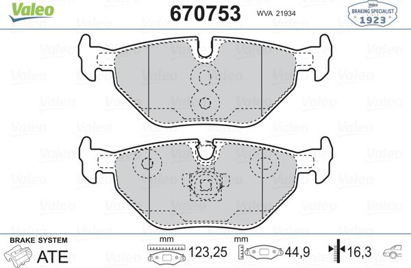 Valeo 670753 - Гальмівні колодки, дискові гальма autozip.com.ua