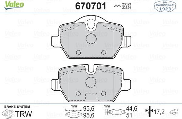 Valeo 670701 - Гальмівні колодки, дискові гальма autozip.com.ua