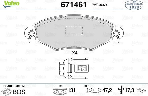 Valeo 671461 - Гальмівні колодки, дискові гальма autozip.com.ua