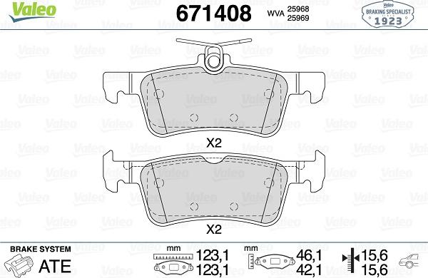 Valeo 671408 - Гальмівні колодки, дискові гальма autozip.com.ua