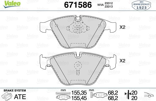 Valeo 671586 - Гальмівні колодки, дискові гальма autozip.com.ua