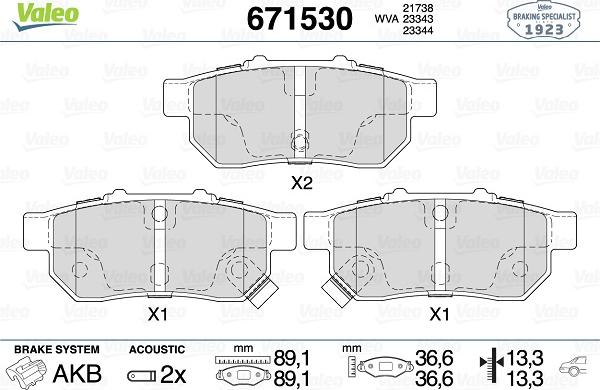 Valeo 671530 - Гальмівні колодки, дискові гальма autozip.com.ua