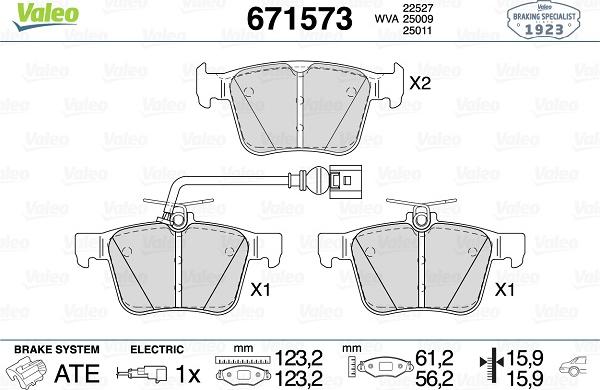 Valeo 671573 - Гальмівні колодки, дискові гальма autozip.com.ua