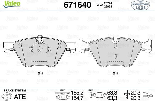 Valeo 671640 - Гальмівні колодки, дискові гальма autozip.com.ua