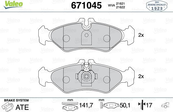 Valeo 671045 - Гальмівні колодки, дискові гальма autozip.com.ua