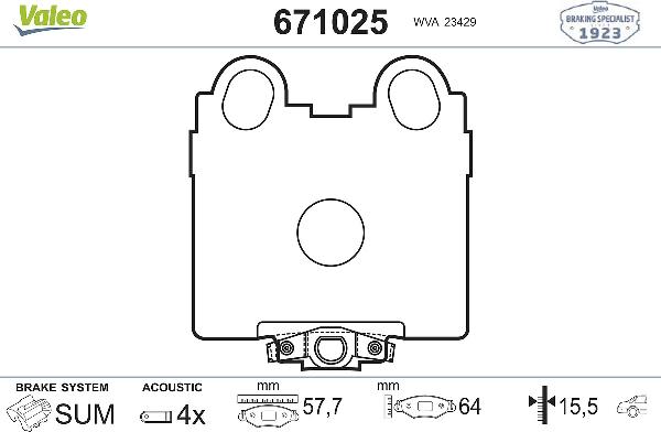 VALEO 671025 - Гальмівні колодки, дискові гальма autozip.com.ua