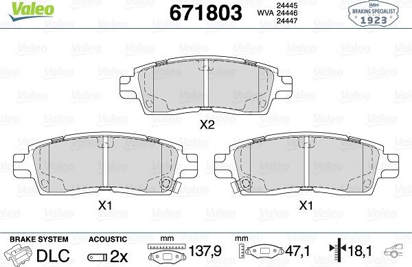 Valeo 671803 - Гальмівні колодки, дискові гальма autozip.com.ua