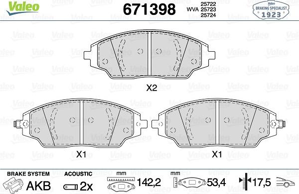 Valeo 671398 - Гальмівні колодки, дискові гальма autozip.com.ua