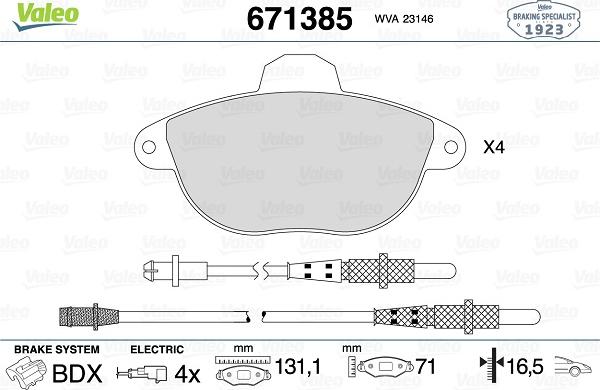 Valeo 671385 - Гальмівні колодки, дискові гальма autozip.com.ua