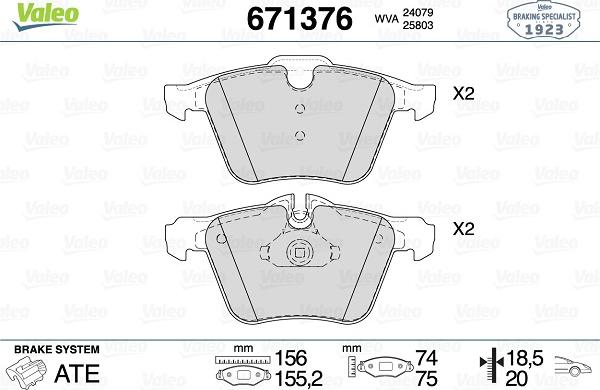 Valeo 671376 - Гальмівні колодки, дискові гальма autozip.com.ua