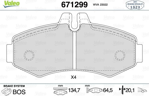 Valeo 671299 - Гальмівні колодки, дискові гальма autozip.com.ua