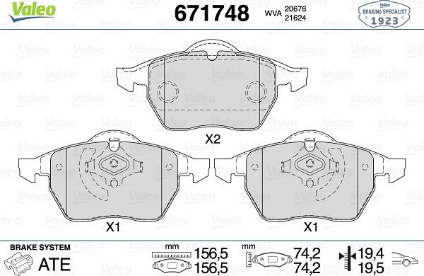 Valeo 671748 - Гальмівні колодки, дискові гальма autozip.com.ua