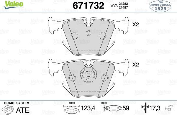 Valeo 671732 - Гальмівні колодки, дискові гальма autozip.com.ua