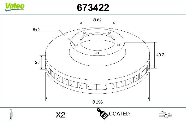 VALEO 673422 - Гальмівний диск autozip.com.ua