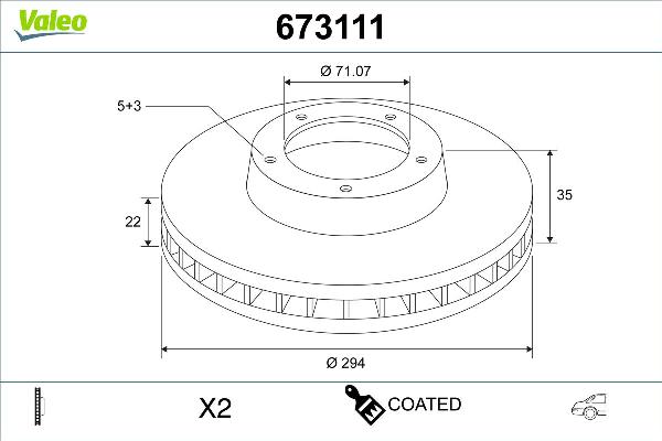 VALEO 673111 - Гальмівний диск autozip.com.ua