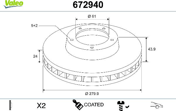 VALEO 672940 - Гальмівний диск autozip.com.ua